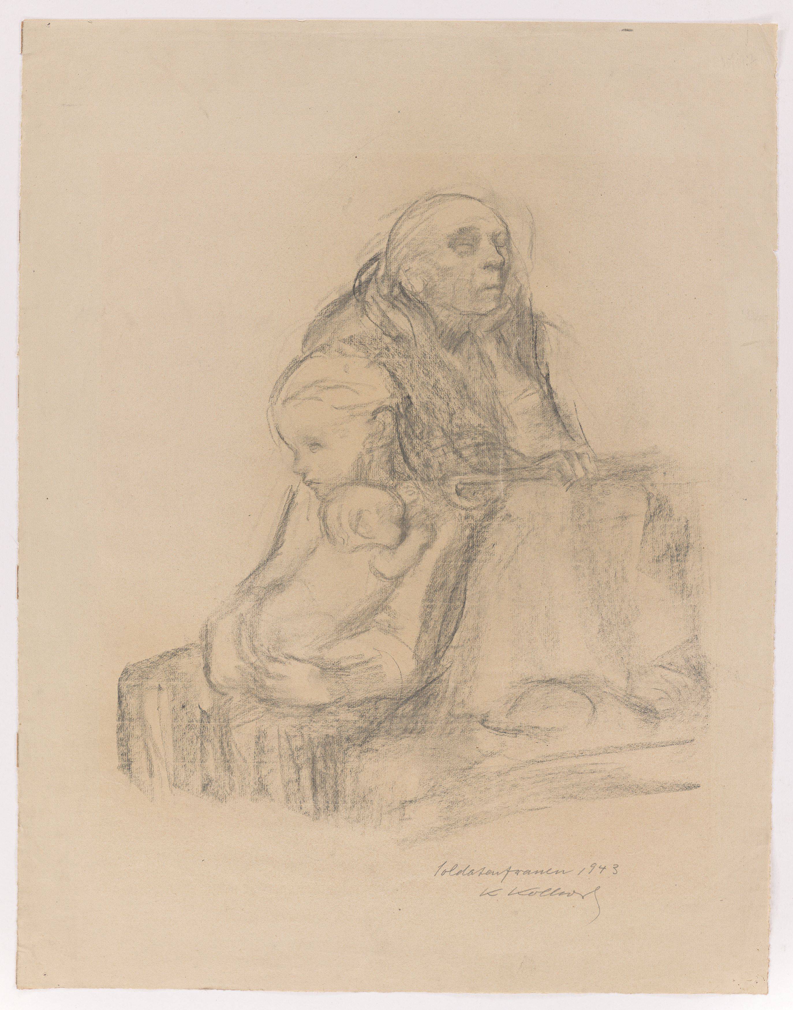 This picture shows the following artwork: Käthe Kollwitz. ”Soldatenfrauen”. 1943.