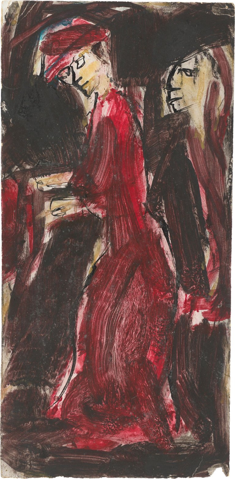 Auf diesem Bild ist das folgende Kunstwerk zu sehen: Christian Rohlfs. „Frau in rot“. Um 1916.