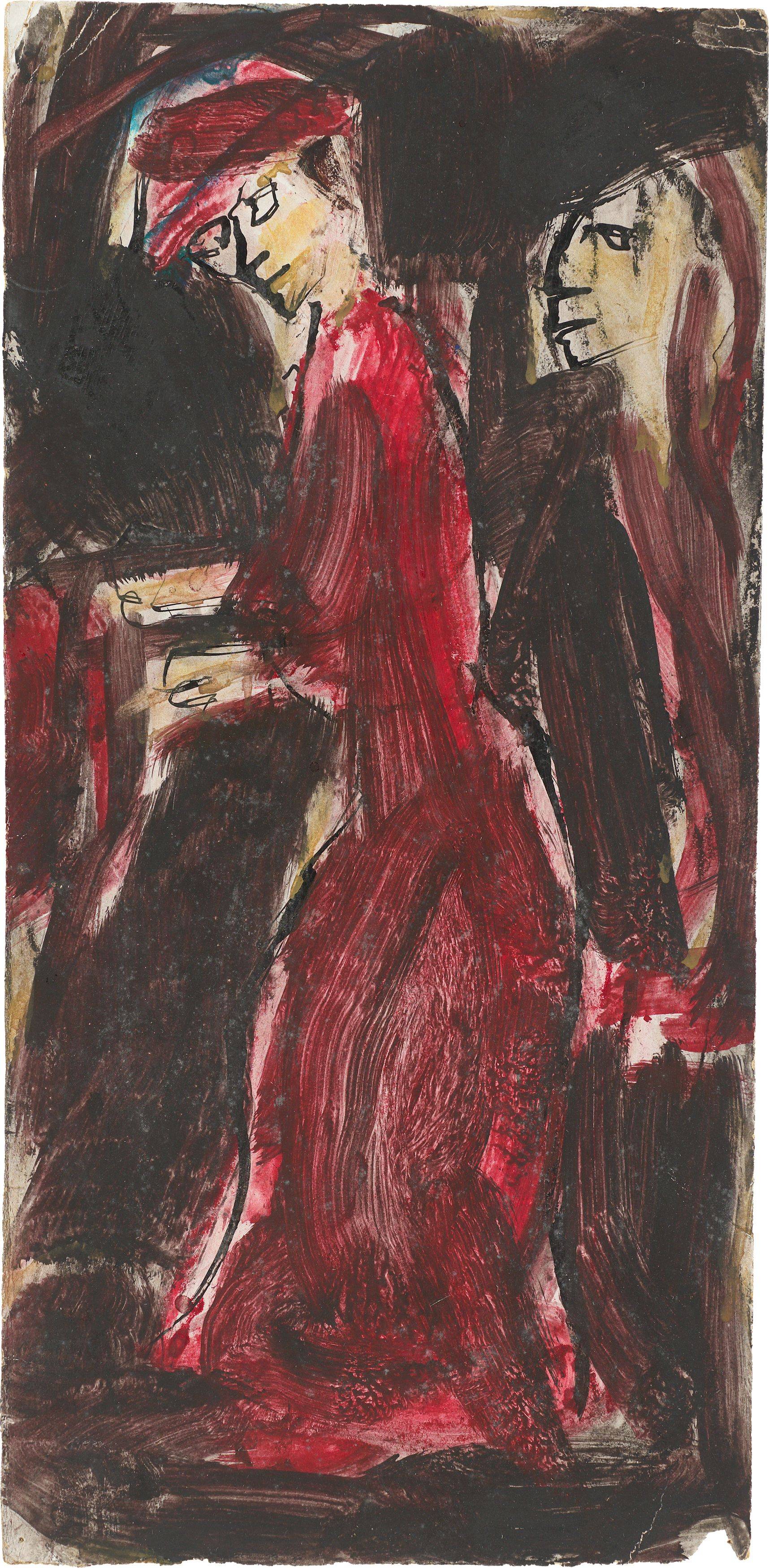 Auf diesem Bild ist das folgende Kunstwerk zu sehen: Christian Rohlfs. „Frau in rot“. Um 1916.