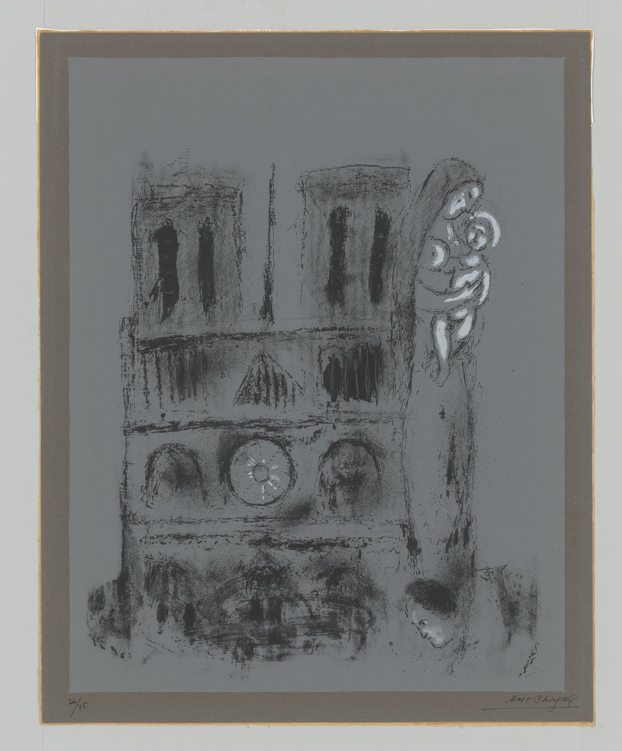 This picture shows the following artwork: Marc Chagall. ”Notre-Dame en gris”. 1955.