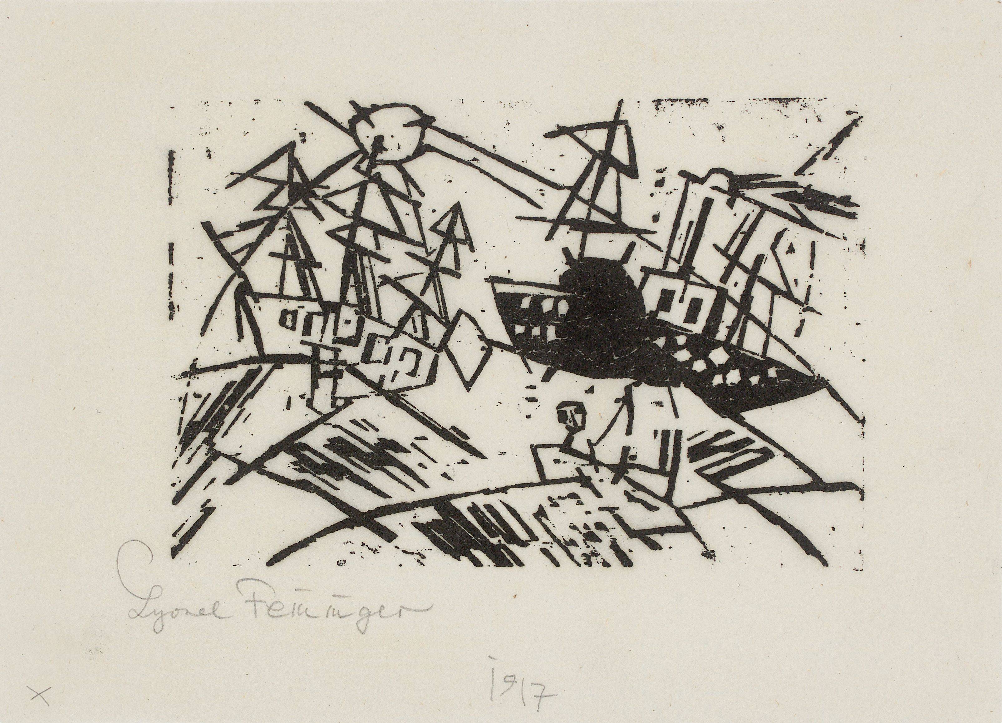 This picture shows the following artwork: Lyonel Feininger. ”Schiffe in schwerer See”. 1919.