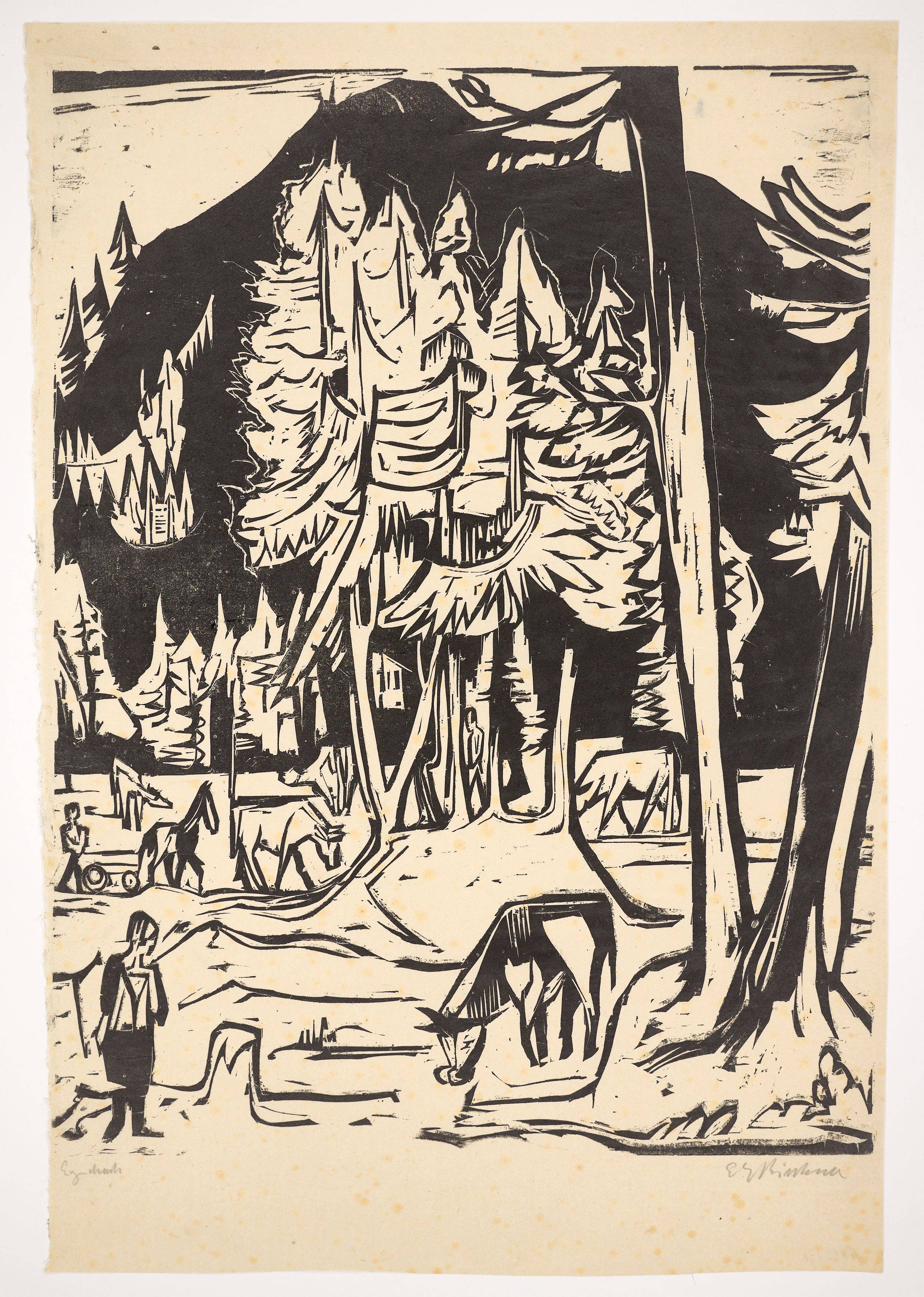 Auf diesem Bild ist das folgende Kunstwerk zu sehen: Ernst Ludwig Kirchner. „Herbstlandschaft“. 1924.